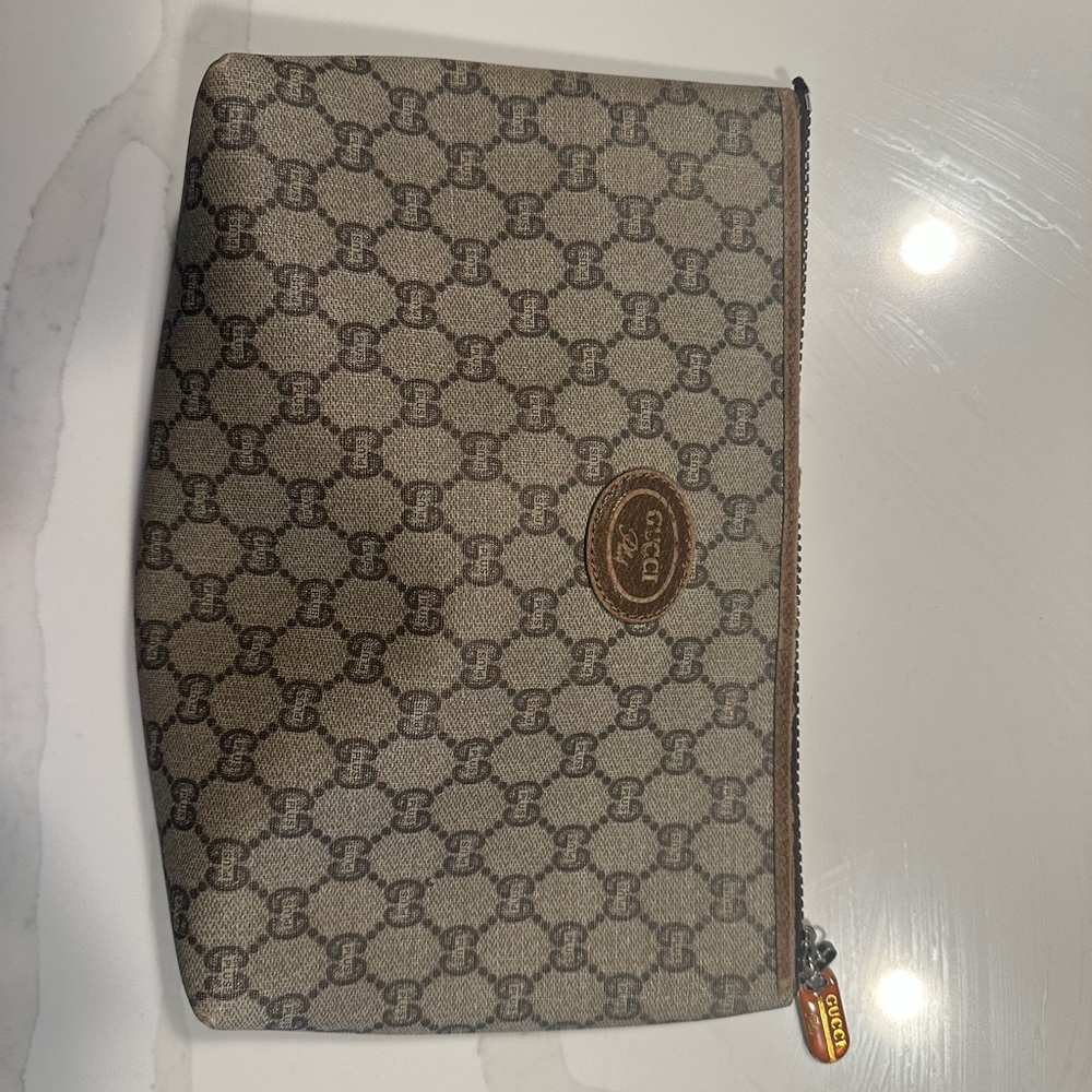 Authentic Gucci Brown Monogram clutch Bag
